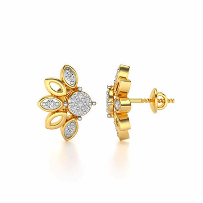 SemiFlora Silver Earrings - Yellow Gold - Image 4