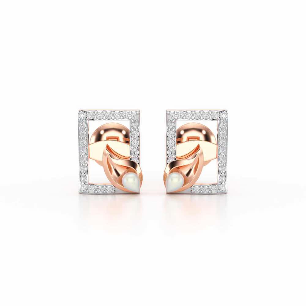 Serendipity Charm Silver Stud Earrings - Rose Gold - Image 1