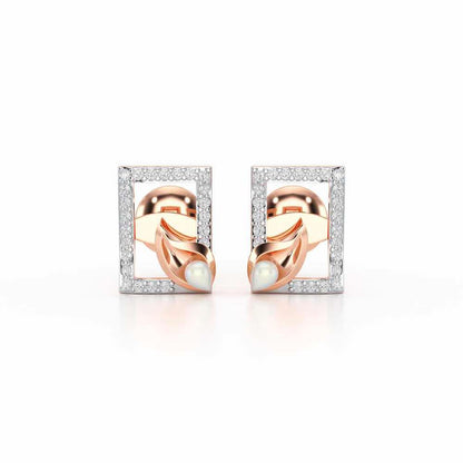 Serendipity Charm Silver Stud Earrings - Rose Gold - Image 1