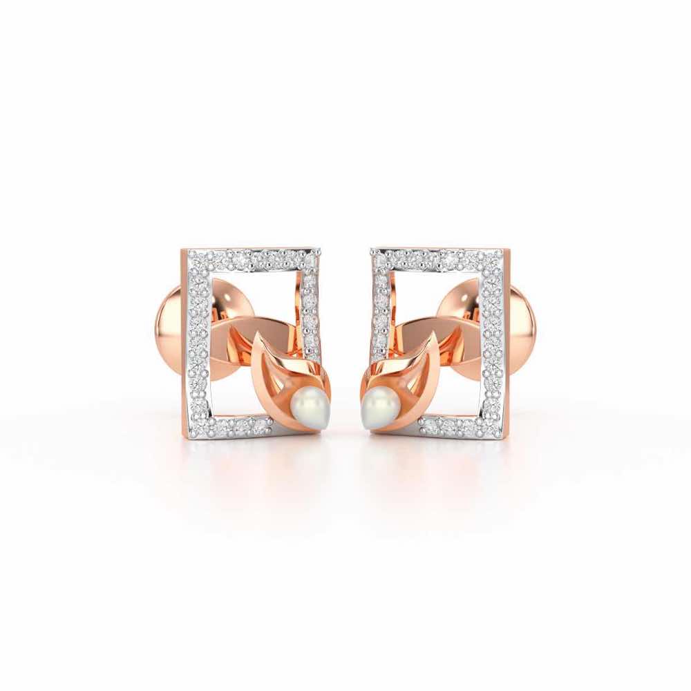 Serendipity Charm Silver Stud Earrings - Rose Gold - Image 2