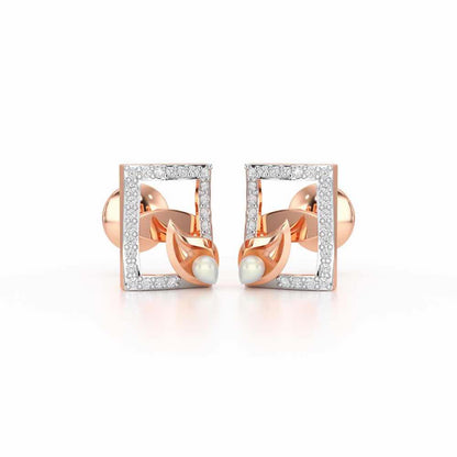 Serendipity Charm Silver Stud Earrings - Rose Gold - Image 2