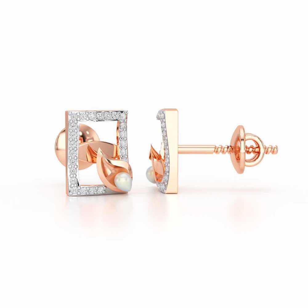 Serendipity Charm Silver Stud Earrings - Rose Gold - Image 4
