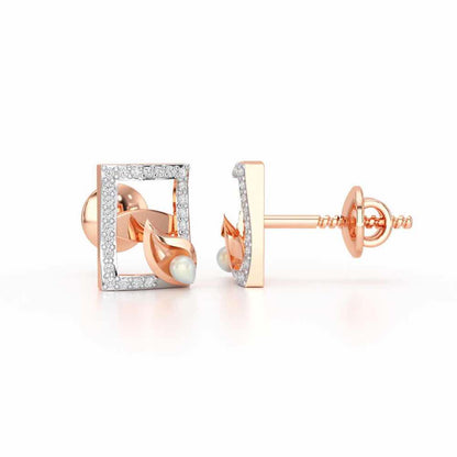 Serendipity Charm Silver Stud Earrings - Rose Gold - Image 4