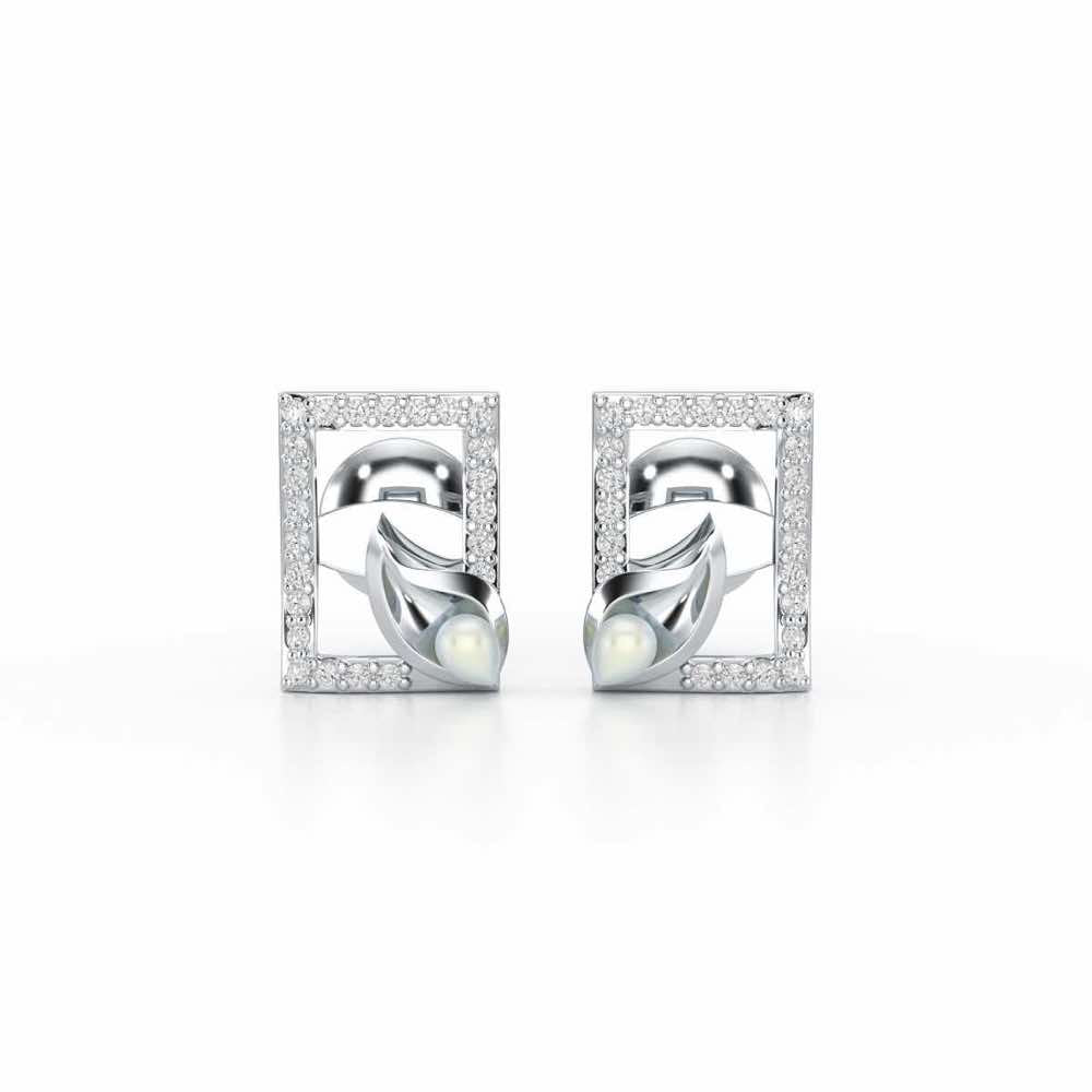 Serendipity Charm Silver Stud Earrings - White Gold - Image 1
