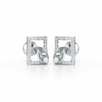 Serendipity Charm Silver Stud Earrings - White Gold - Image 2