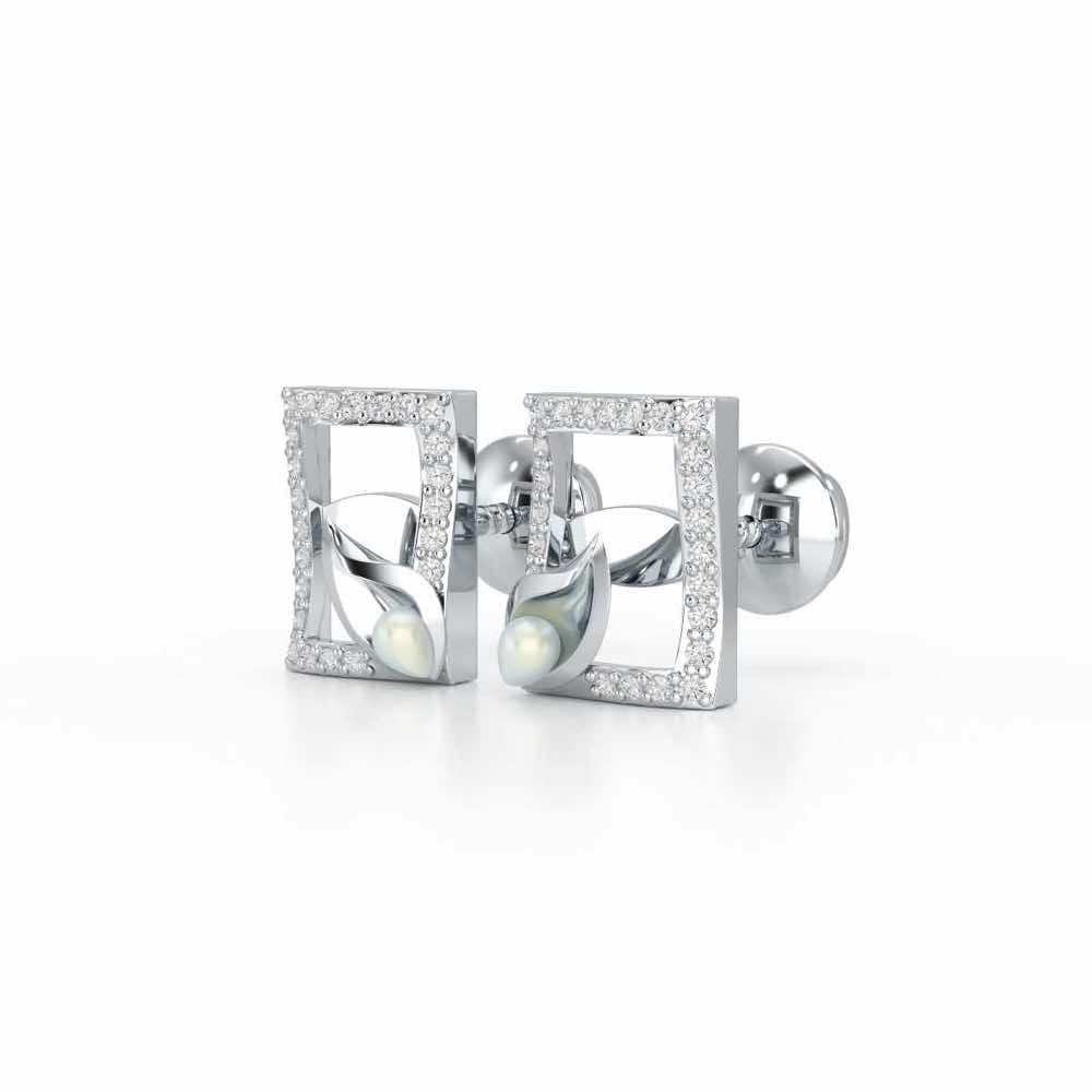 Serendipity Charm Silver Stud Earrings - White Gold - Image 3