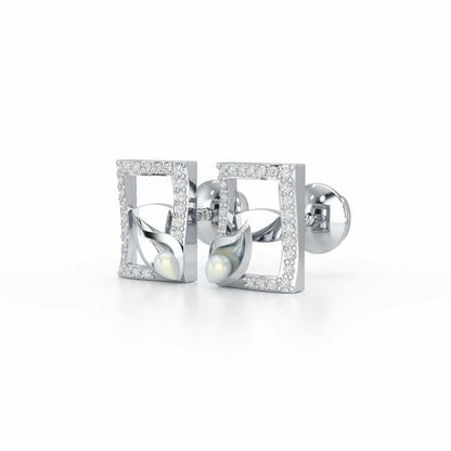 Serendipity Charm Silver Stud Earrings - White Gold - Image 3