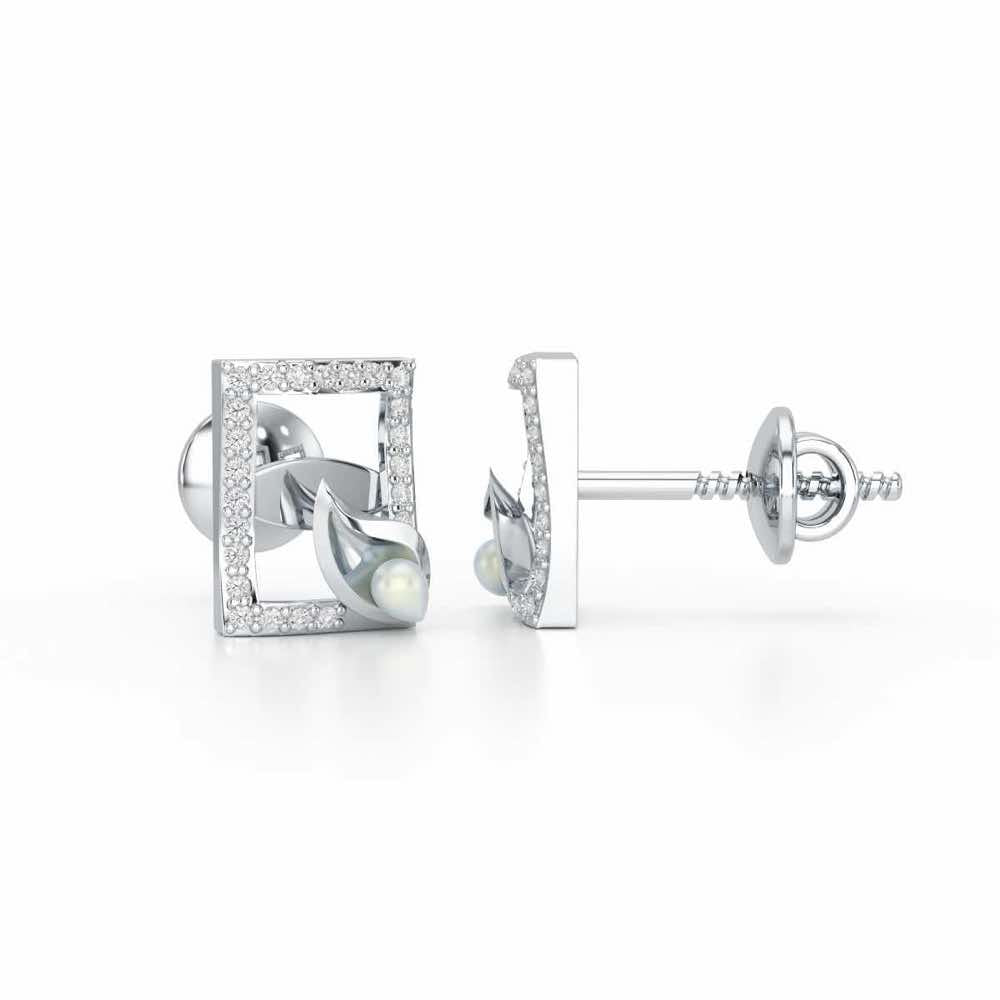 Serendipity Charm Silver Stud Earrings - White Gold - Image 4