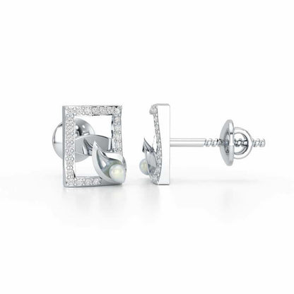 Serendipity Charm Silver Stud Earrings - White Gold - Image 4