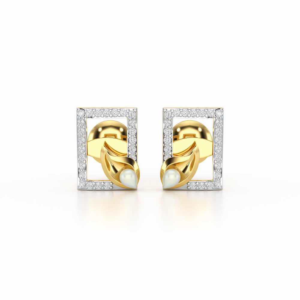 Serendipity Charm Silver Stud Earrings - Yellow Gold - Image 1