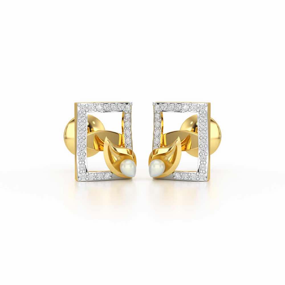 Serendipity Charm Silver Stud Earrings - Yellow Gold - Image 2