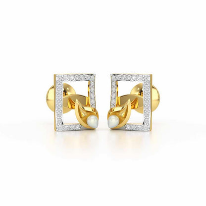 Serendipity Charm Silver Stud Earrings - Yellow Gold - Image 2