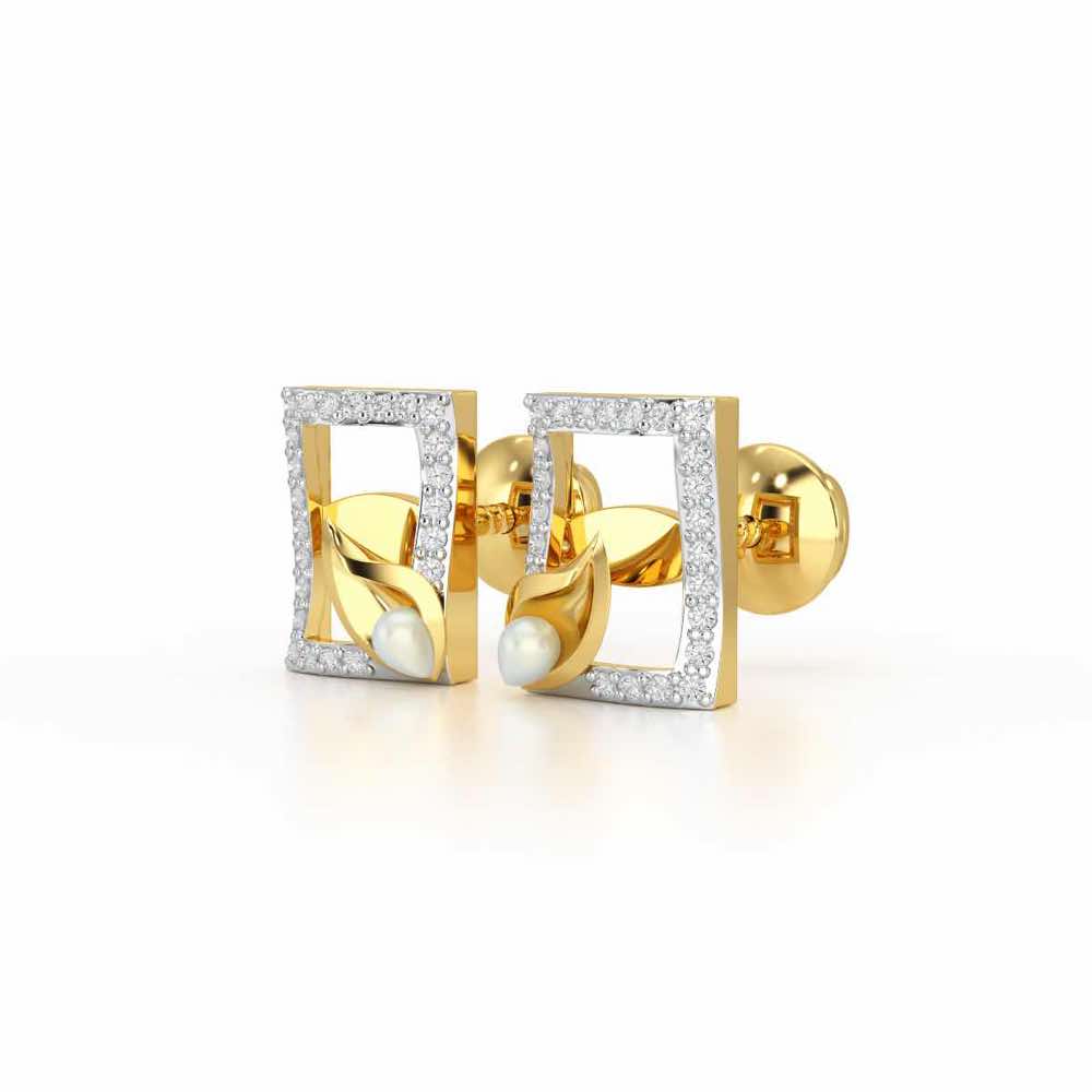 Serendipity Charm Silver Stud Earrings - Yellow Gold - Image 3