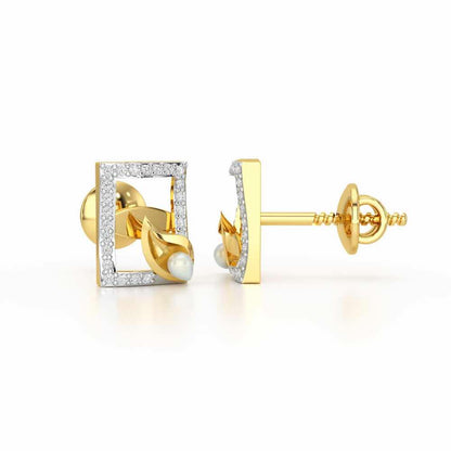 Serendipity Charm Silver Stud Earrings - Yellow Gold - Image 4