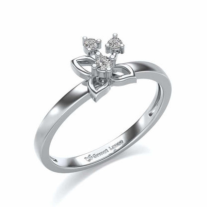 Serene Flora Silver Ring - White Gold - Image 1