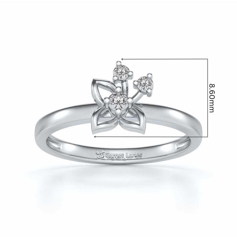 Serene Flora Silver Ring - White Gold - Image 2