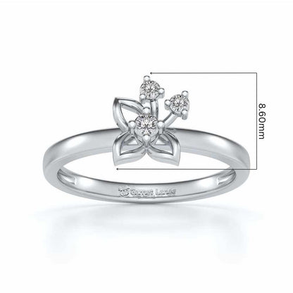 Serene Flora Silver Ring - White Gold - Image 2