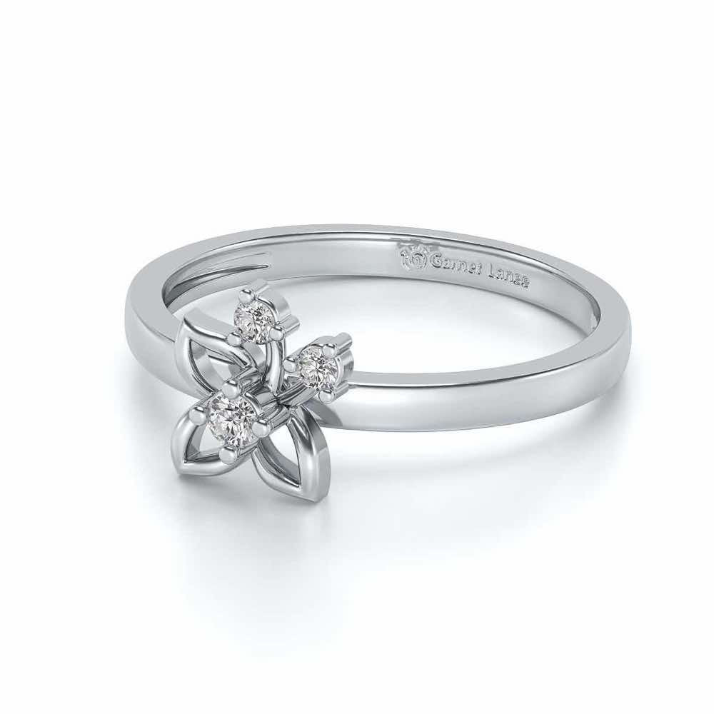 Serene Flora Silver Ring - White Gold - Image 3