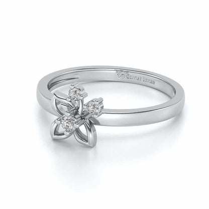 Serene Flora Silver Ring - White Gold - Image 3