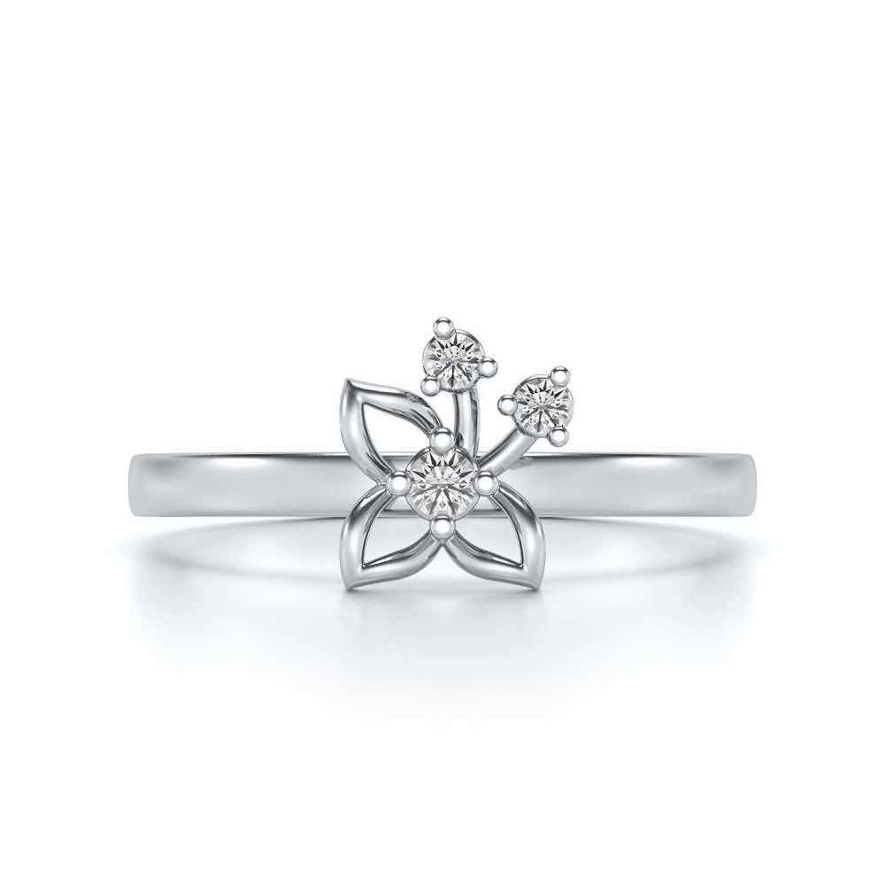 Serene Flora Silver Ring - White Gold - Image 5