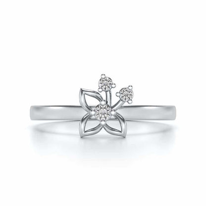 Serene Flora Silver Ring - White Gold - Image 5