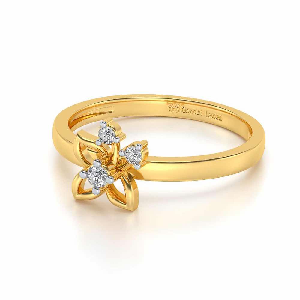 Serene Flora Silver Ring - Yellow Gold - Image 3