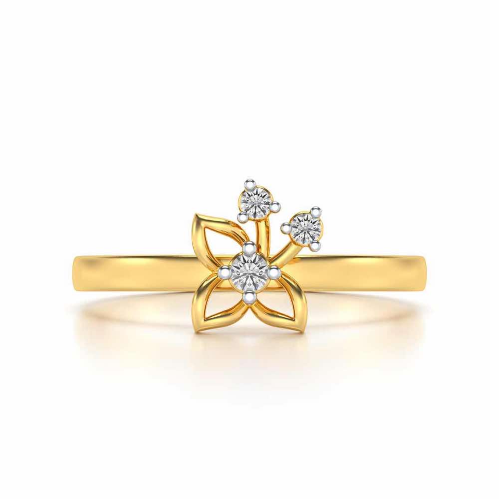 Serene Flora Silver Ring - Yellow Gold - Image 5