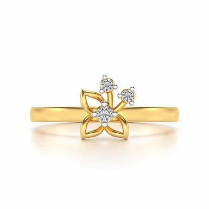 Serene Flora Silver Ring - Yellow Gold - Image 5