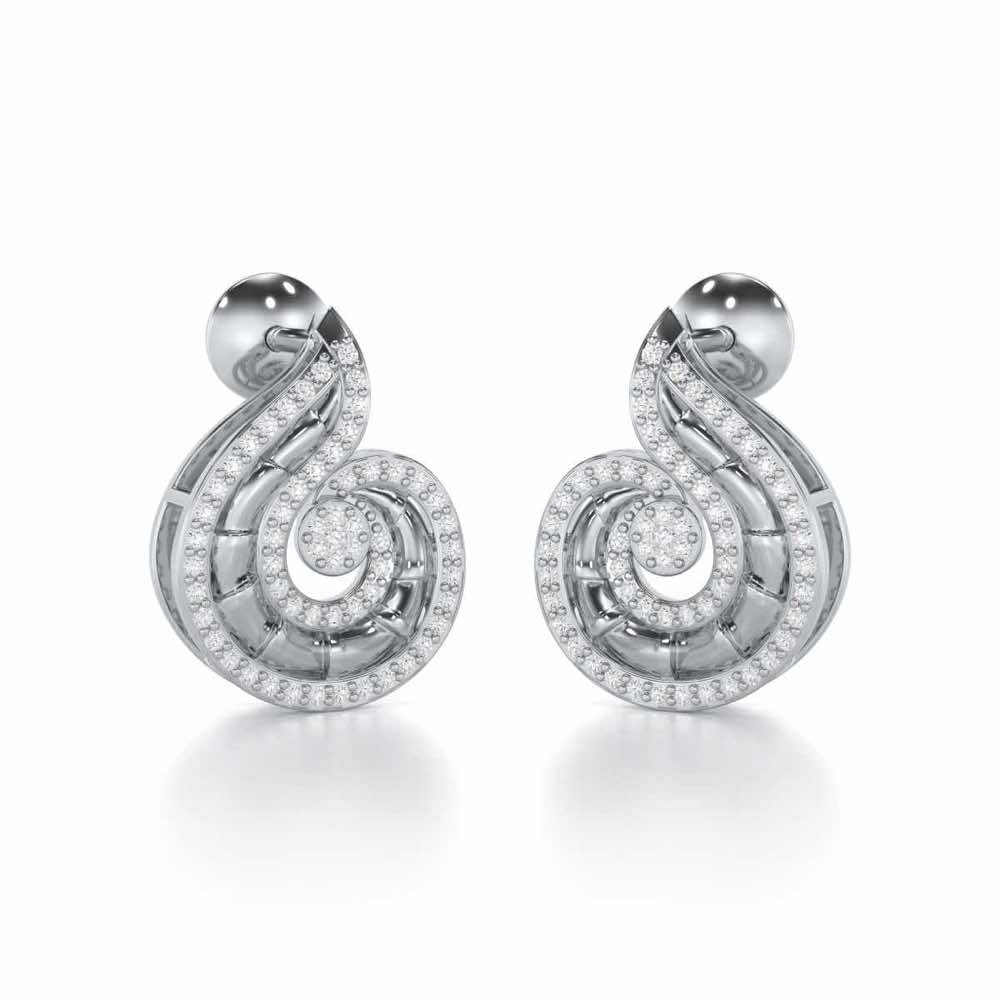 Serene Glow Silver Earrings - White Gold - Image 2