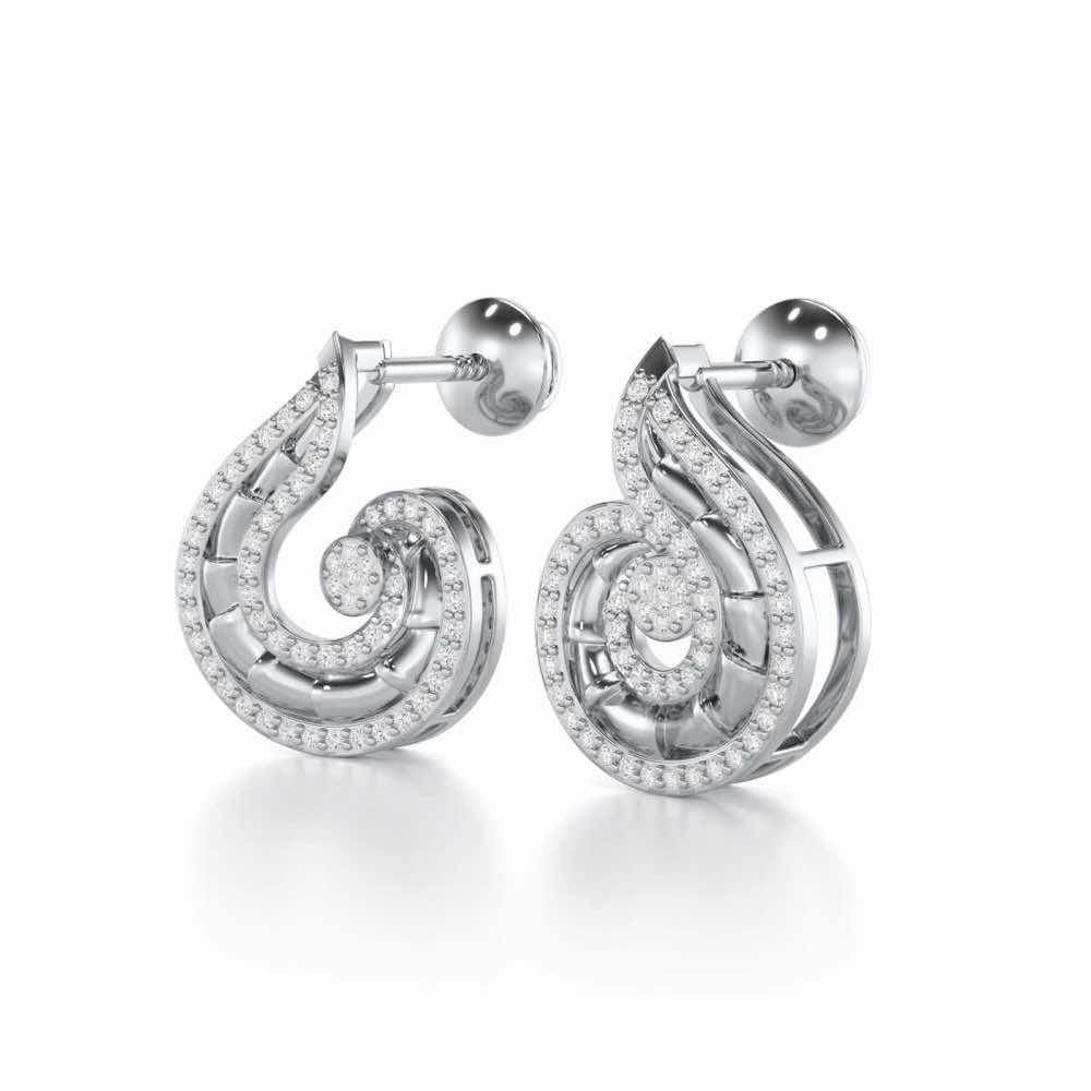 Serene Glow Silver Earrings - White Gold - Image 3