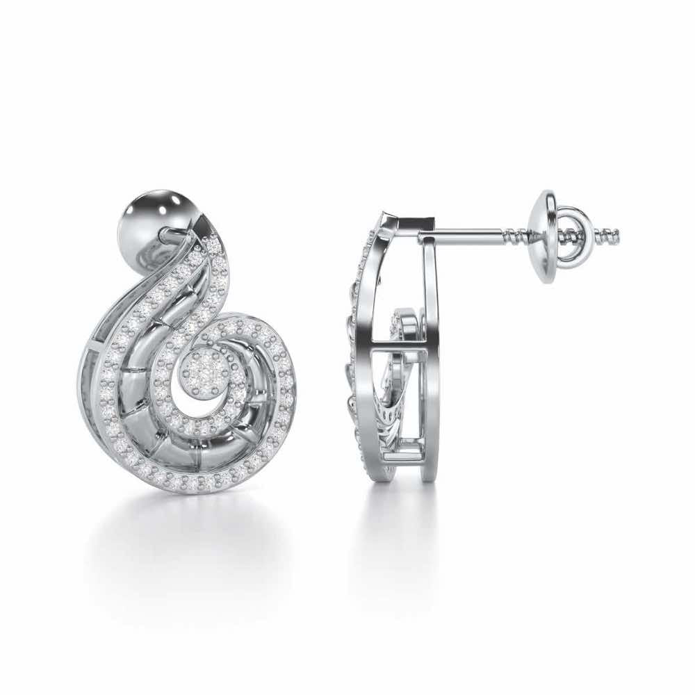 Serene Glow Silver Earrings - White Gold - Image 4