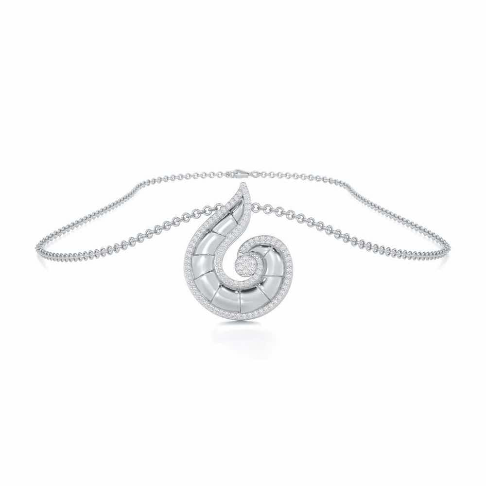 Serene Glow Silver Pendant - White Gold - Image 3