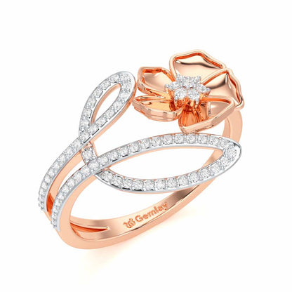 Serene Petals Silver Ring - Rose Gold - Image 1