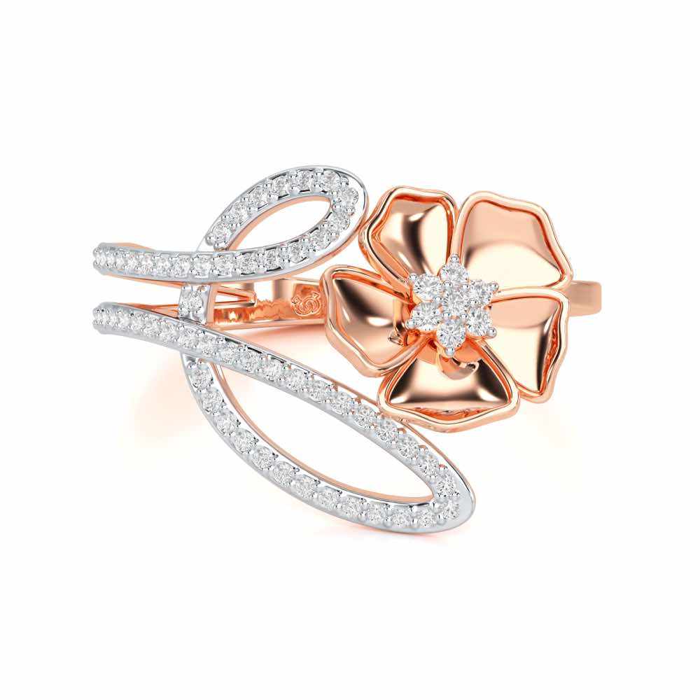 Serene Petals Silver Ring - Rose Gold - Image 4
