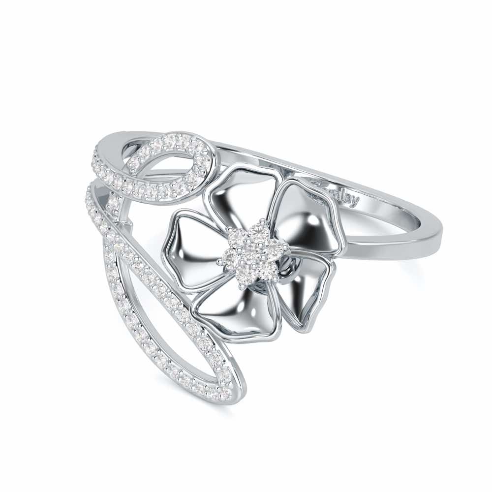 Serene Petals Silver Ring - White Gold - Image 2