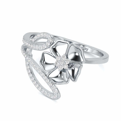 Serene Petals Silver Ring - White Gold - Image 2