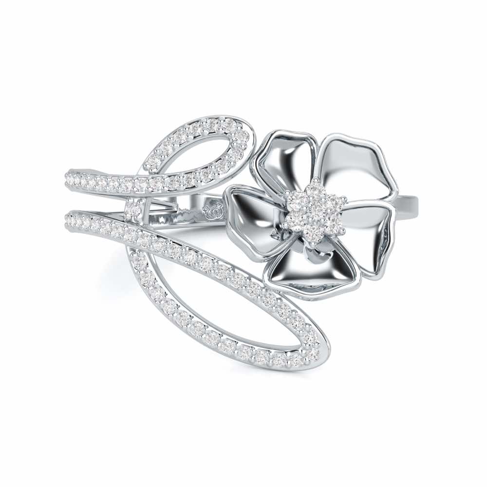 Serene Petals Silver Ring - White Gold - Image 4