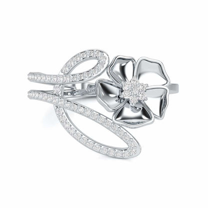 Serene Petals Silver Ring - White Gold - Image 4