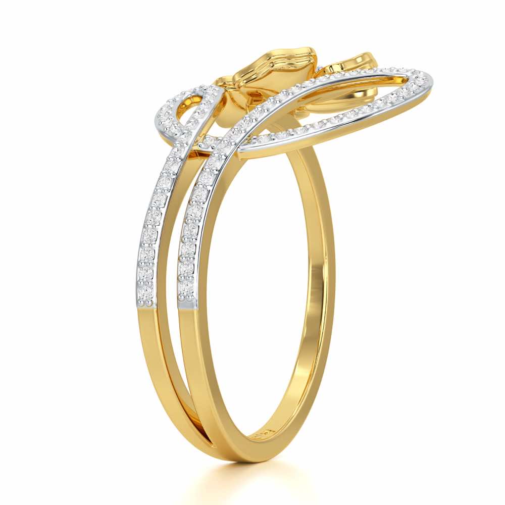 Serene Petals Silver Ring - Yellow Gold - Image 3