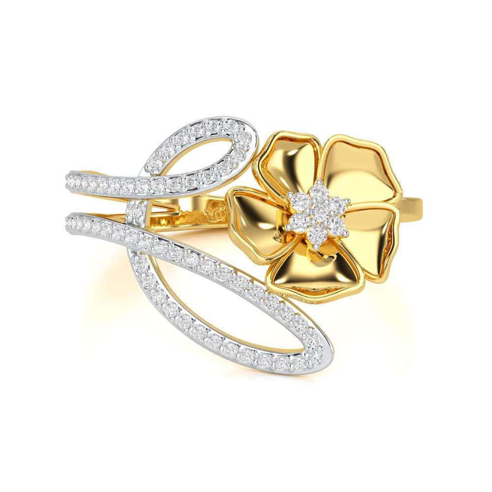 Serene Petals Silver Ring - Yellow Gold - Image 4