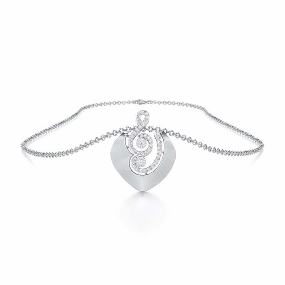 Serene Rhythms Silver Pendant - White Gold - Image 3