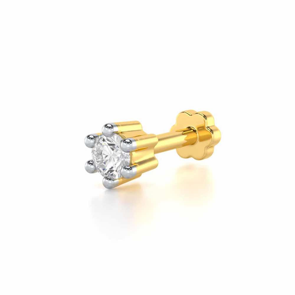 Serene Spark Silver Nosepin - Yellow Gold - Image 2