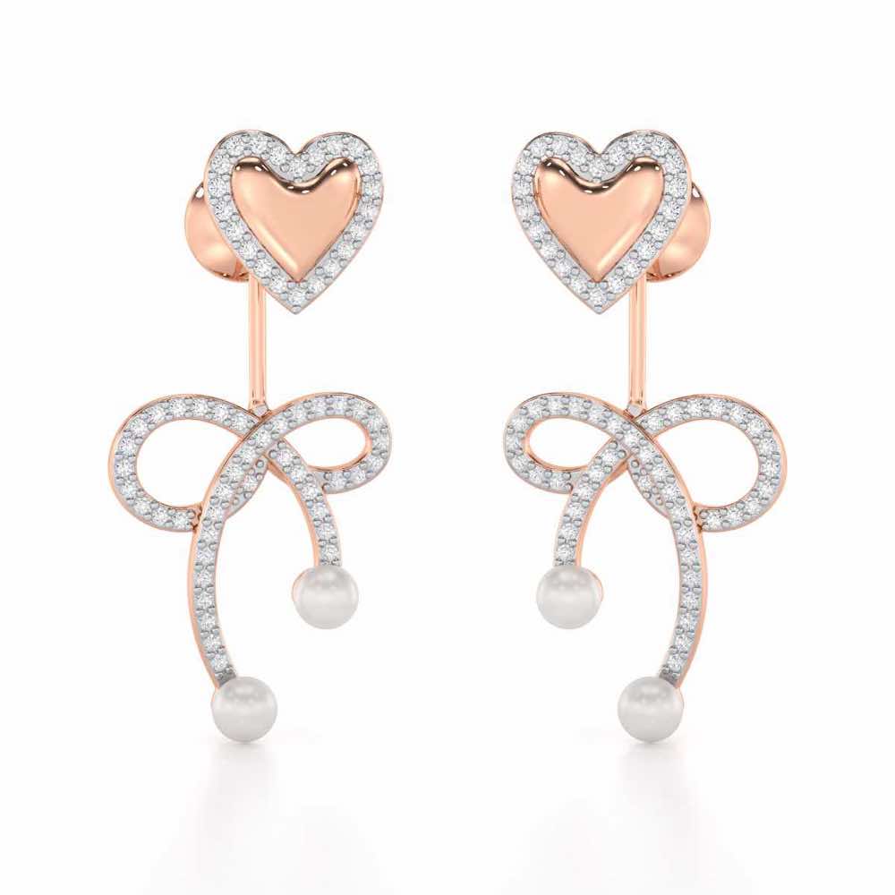 Serene Symphony Silver Drop Earrings - Rose Gold - Image 1