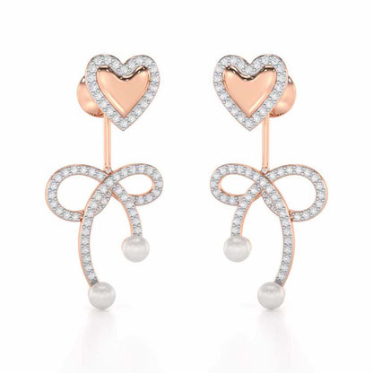 Serene Symphony Silver Drop Earrings - Rose Gold - Image 1