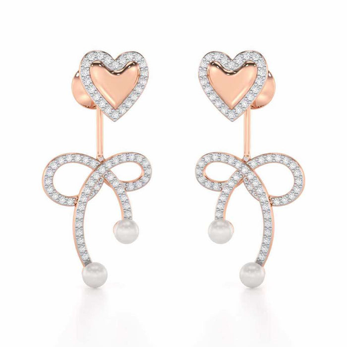 Serene Symphony Silver Drop Earrings - Rose Gold - Image 1