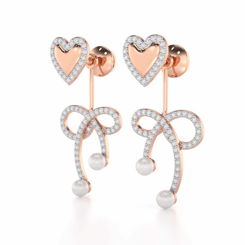 Serene Symphony Silver Drop Earrings - Rose Gold - Image 3