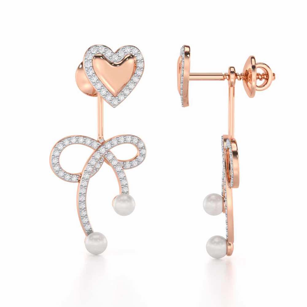 Serene Symphony Silver Drop Earrings - Rose Gold - Image 4