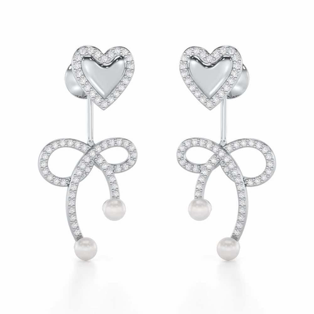 Serene Symphony Silver Drop Earrings - White Gold - Image 1