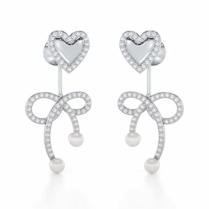 Serene Symphony Silver Drop Earrings - White Gold - Image 1