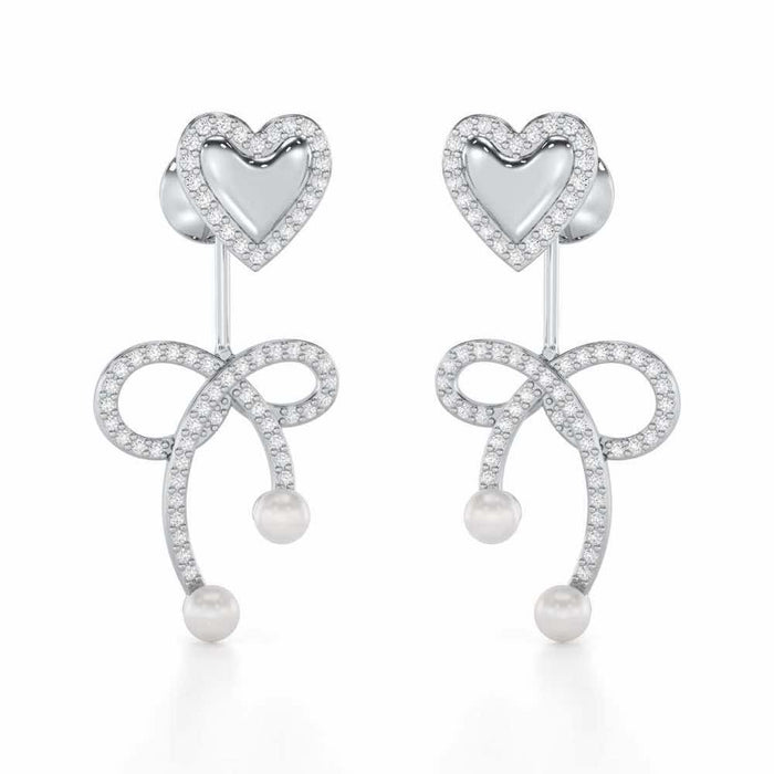 Serene Symphony Silver Drop Earrings - White Gold - Image 1